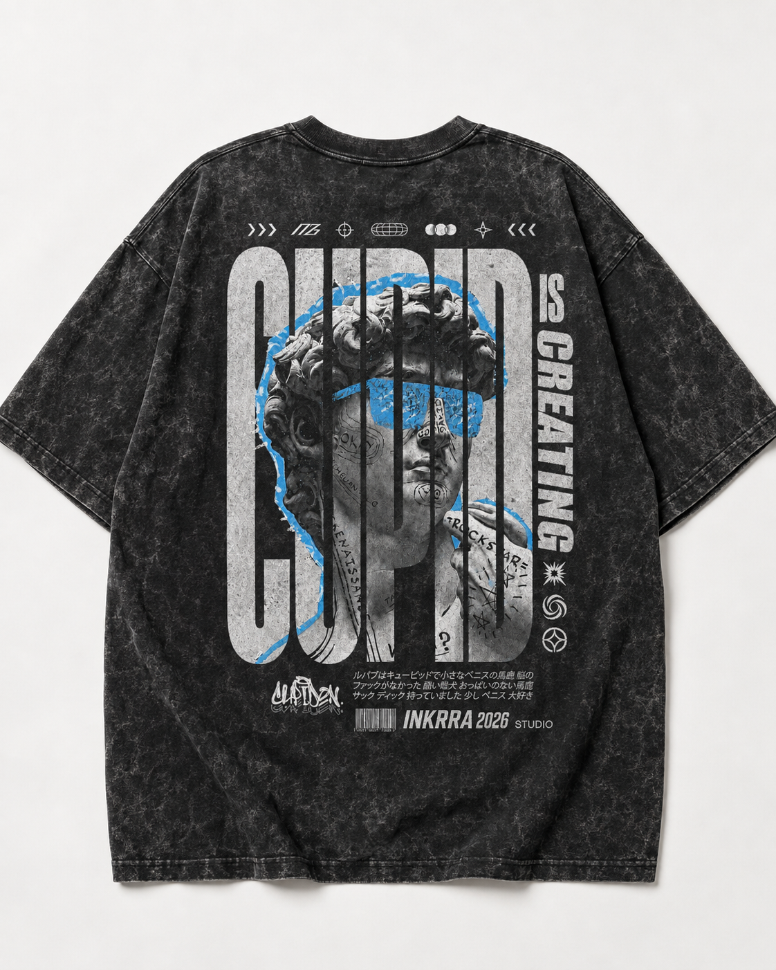 Cupid Heart Acid Wash Tee